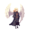 a realistic angel mage . side view . no outline