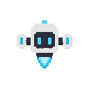 flying bot , front view. no outline , no shading