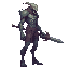 realistic alien titan with sword, side view right. no outline 