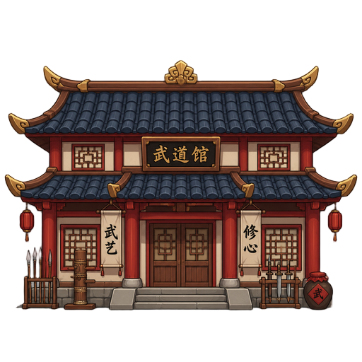 chinese house like a dojo . front view 