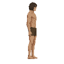 a titan from snk anime with shorts ,no front view only side view in right . no outline ,flat color 