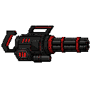 futuristic minigun, black red , profil view 