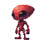 realistic alien red, side view right. no outline 
