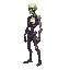 a skeleton zombie human, side view . no outline