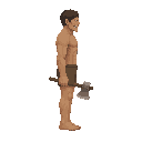 please noo front view , only side view right, a basic titan from snk with an axe, with a shorts. no outline