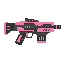 profil side view right. futuristic gun , pink black. no outline no shading 
