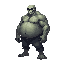 a realistic undead, fat. side view . no outline