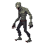 a realistic zombie human, side view . no outline