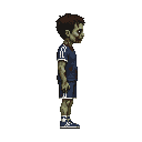 zombie , sportif clothing.look realistic .looking right 100% profil camera view. no outline