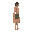 a titan from snk anime with shorts, long arms ,no front view only side view in right . no outline ,flat color 