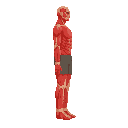 basic titan (from snk ),red,with shorts ( 90 degree side camera view right) no outline, no front view 