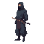 a realistic ninja mage . side view . no outline