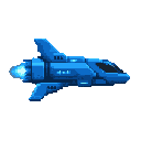 spaceship ,blue , side view , no outline