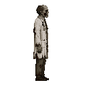 zombie anomaly ,doctor clothing .look realistic .looking right 100% profil camera view. no outline 