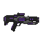 profil side view right. futuristic gun , black gray purple. no outline no shading 