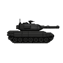 a tank , black gray.side view right. no outline