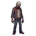 zombie realistic, blood ,looking right 100% profil view. no outline 