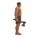 please noo front view , only side view right, a basic titan from snk with an axe, with a shorts. no outline