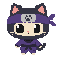 ninja cat , chibi artstyle extreme big head. no outline, no shading