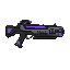 profil side view right. futuristic gun , black gray purple. no outline no shading 