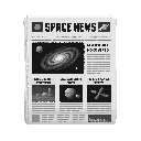 newspaper, about space info ,black white.front view . no outline 