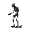 a skeleton zombie human, side view . no outline