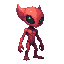 realistic alien red, side view right. no outline 
