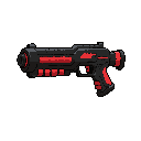 futuriste minigun ,black red , side view