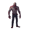 zombie realistic, blood ,looking right 100% profil view. no outline 