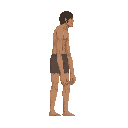 a titan from snk anime with shorts, long arms ,no front view only side view in right . no outline ,flat color 