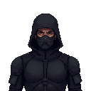 space warrior with a black uniform. a mask. no outline 