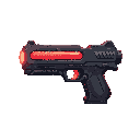 futuristic lasergun, black red ,profil view