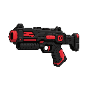 futuriste minigun ,black red , side view