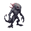 realistic alien monster, side view right. no outline 