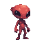 realistic alien red, side view right. no outline 