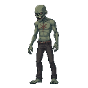 zombie realistic, human size ,looking right 100% profil view. no outline 