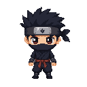 ninja extrem chibi style big head, front view. no outline 