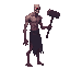 a realistic undead,with hammer. side view . no outline