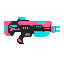profil side view right. futuristic gun , pink cyan black. no outline no shading 