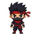 ninja extrem chibi style big head, front view. no outline 