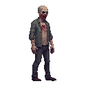 zombie realistic, blood ,looking right 100% profil view. no outline 