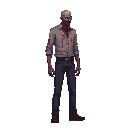 zombie realistic, blood ,looking right 100% profil view. no outline 