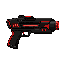 futuristic lasergun, black red ,profil view