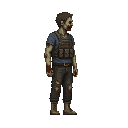 zombie ,blue t-shirt .realistic .looking right 100% profil camera view. no outline 