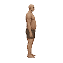 basic titan (from snk ),bald,with shorts ( 90 degree side camera view right) no outline, no front view 