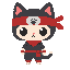 ninja cat , chibi artstyle extreme big head. no outline, no shading