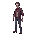 zombie realistic, blood ,looking right 100% profil view. no outline 