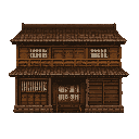 house from snk,brown ,strict front view. without outline 