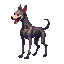 realistic skeleton zombie dog, red eyes. side view . no outline