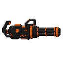 futuristic minigun ,black orange, profil view